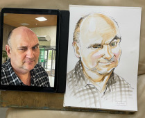  Сама фотка получилась как шарж, Михаил Шабалин, шаржист Минск, шаржист на мероприятие