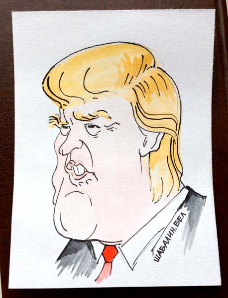 шарж головы Дональда Трампа, Михаил Шабалин,Минск